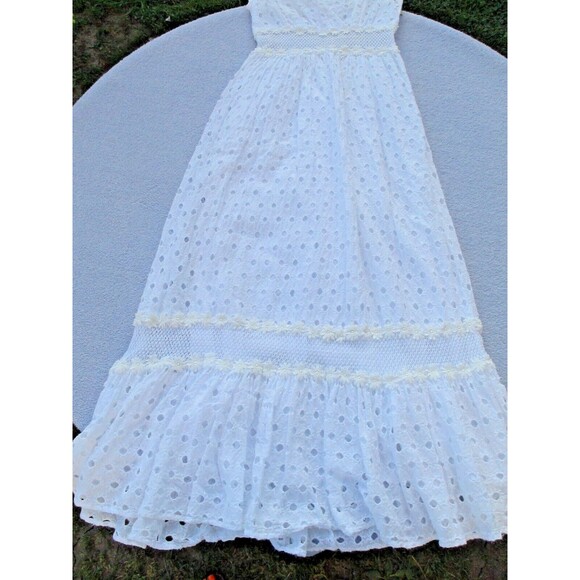 Anthropologie Leifnotes Eyelet Boho Maxi Dress Women's Size 2 White Cotton - Picture 3 of 13